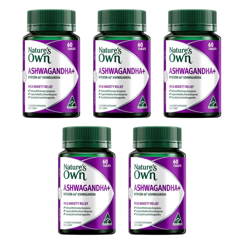 Nature's Own Ashwagandha+ 60 Tablets Pack of 5