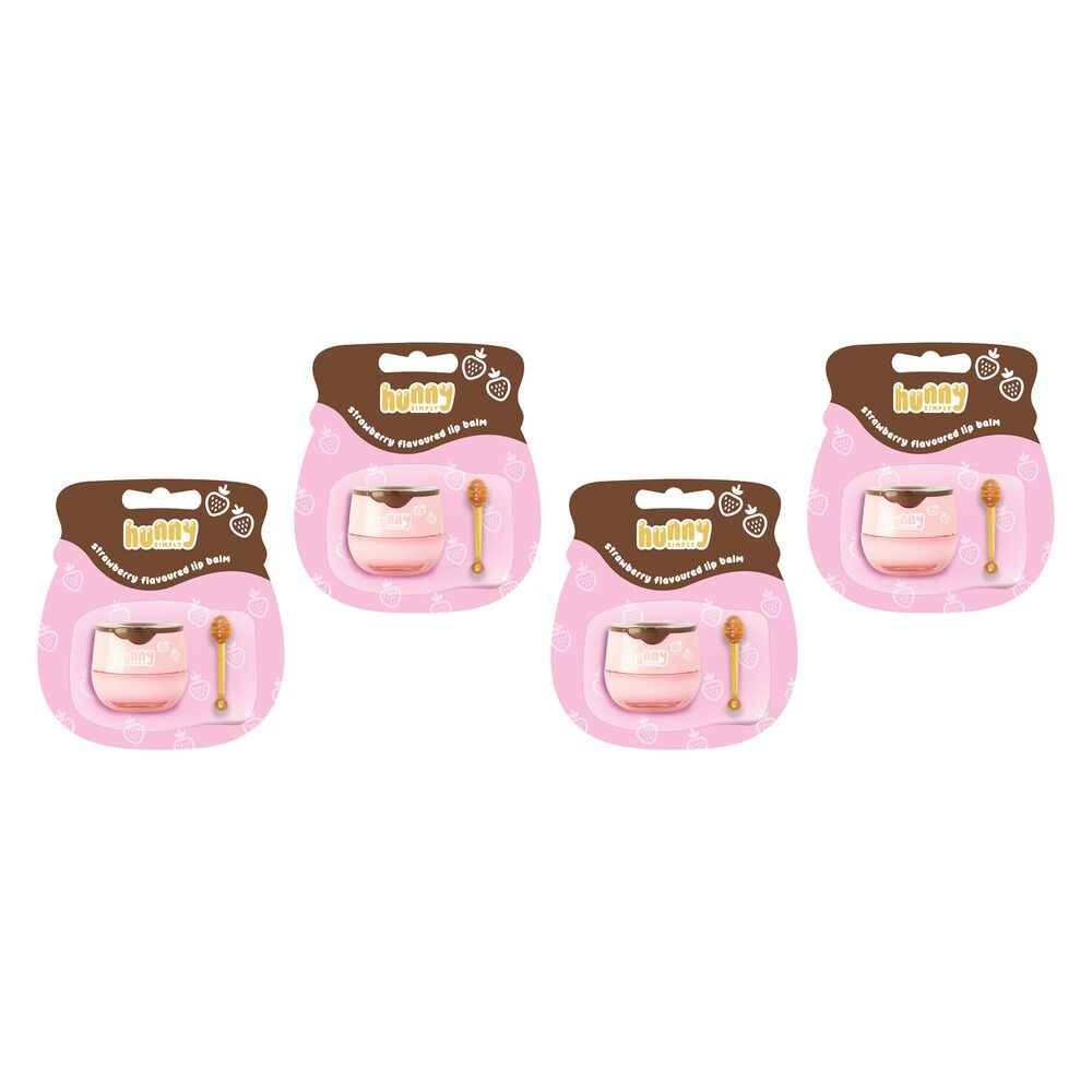 Hunny Simply Lip Balm Strawberry 5.5g x 6 Bundle of 4