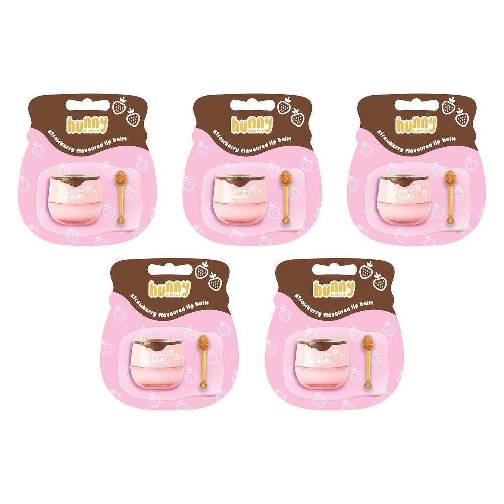Hunny Simply Lip Balm Strawberry 5.5g x 6 Bundle of 5