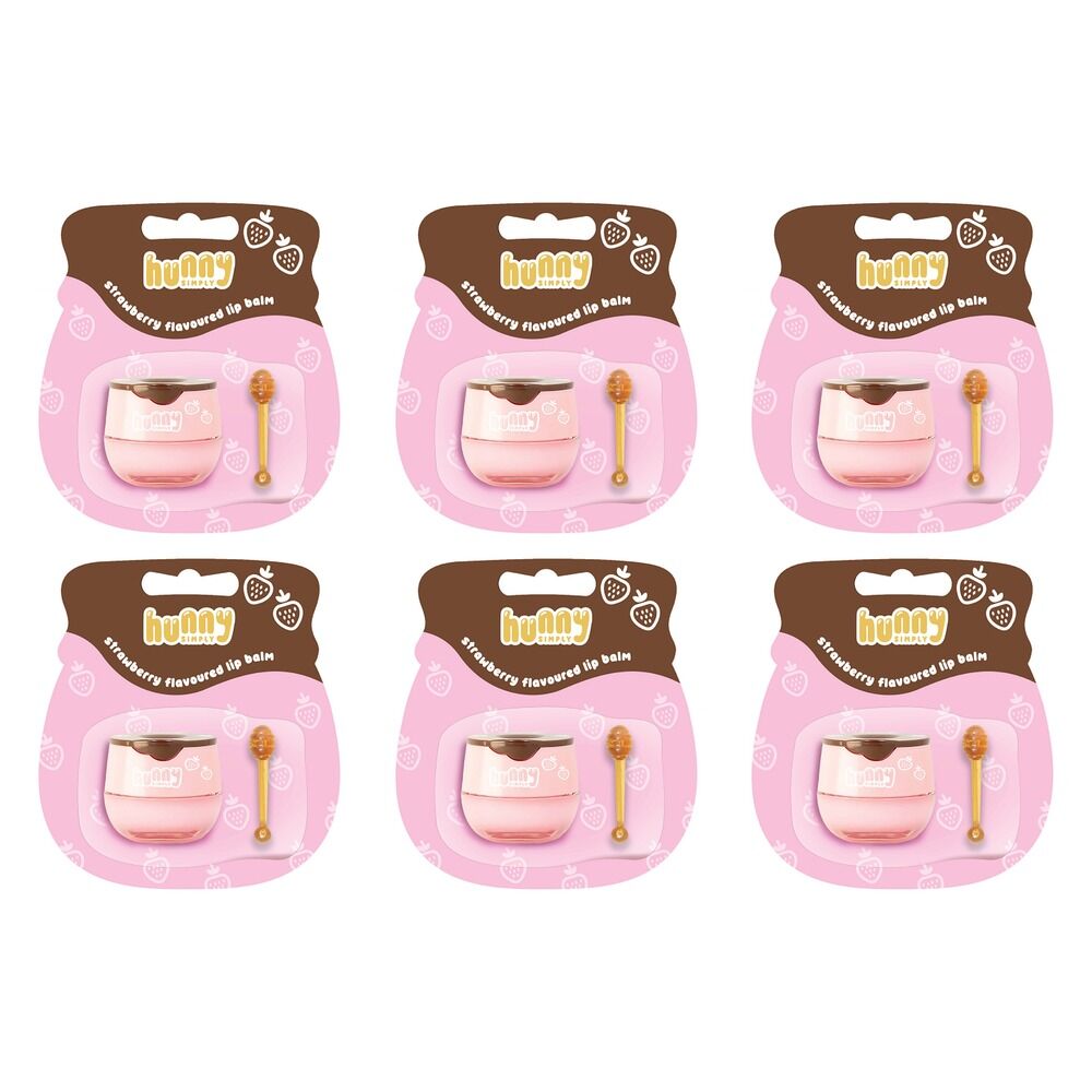 Hunny Simply Lip Balm Strawberry 5.5g x 6 Bundle of 6