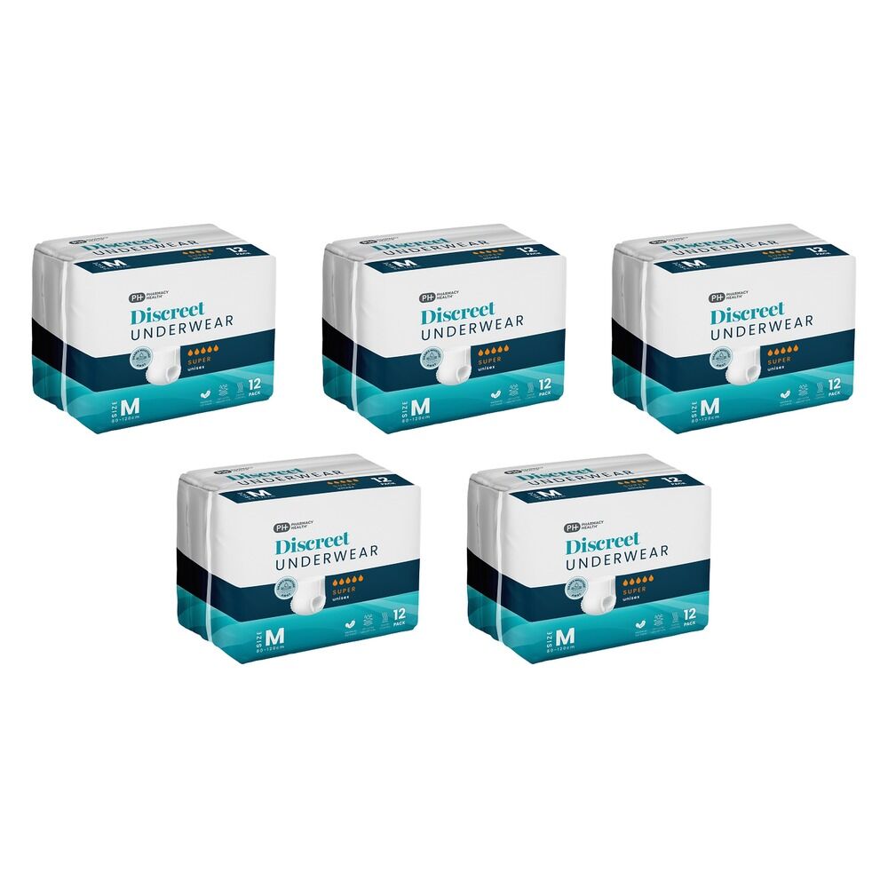 Pharmacy Health Discreet Underwear Medium Super 12 Pack x 2 Bundle of 5