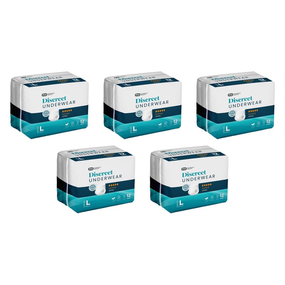 Pharmacy Health Discreet Underwear Large Super 12 Pack x 2 Bundle of 5