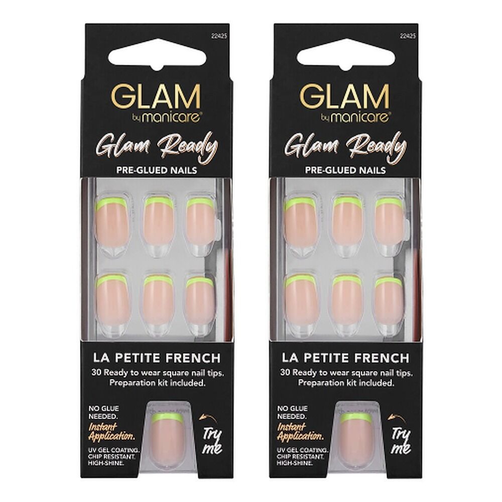 Glam by Manicare Glam Ready Pre-Glued Nails La Petite French 30 Bundle of 2
