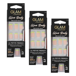 Glam by Manicare Glam Ready Pre-Glued Nails La Petite French 30 Bundle of 3