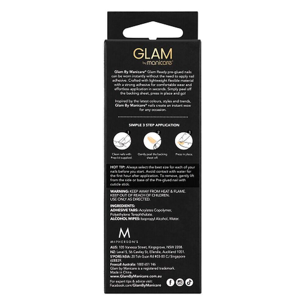 Glam by Manicare Glam Ready Pre-Glued Nails La Petite French 30 Pack x 6
