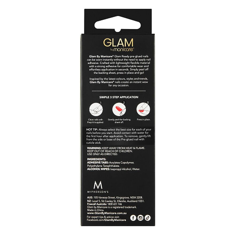 Glam by Manicare Glam Ready Pre-Glued Nails Candy Apple Red 30 Pieces x 6