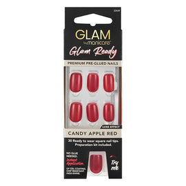 Glam by Manicare Glam Ready Pre-Glued Nails Candy Apple Red 30 Pieces x 6