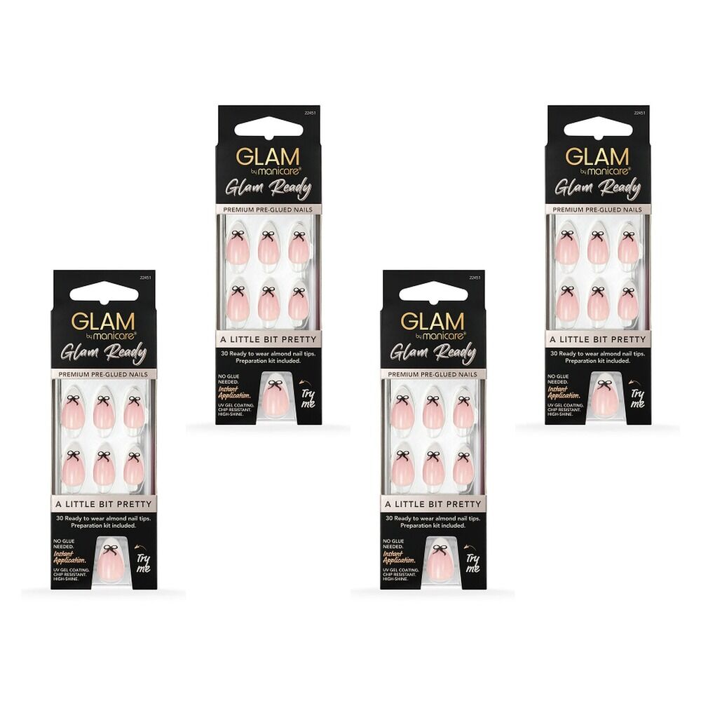 Glam by Manicare Glam Ready Pre-Glued Nails A Little Bit Pretty 30 Bundle of 4
