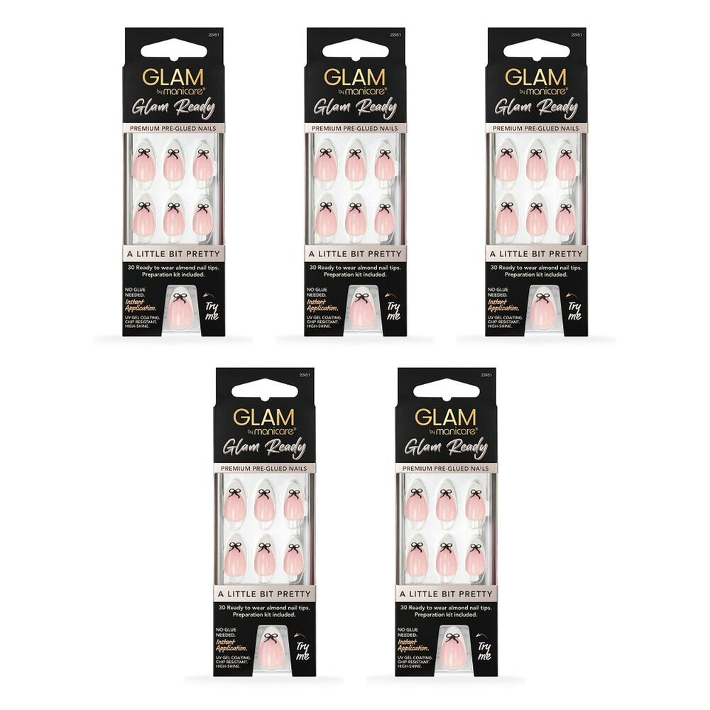 Glam by Manicare Glam Ready Pre-Glued Nails A Little Bit Pretty 30 Bundle of 5