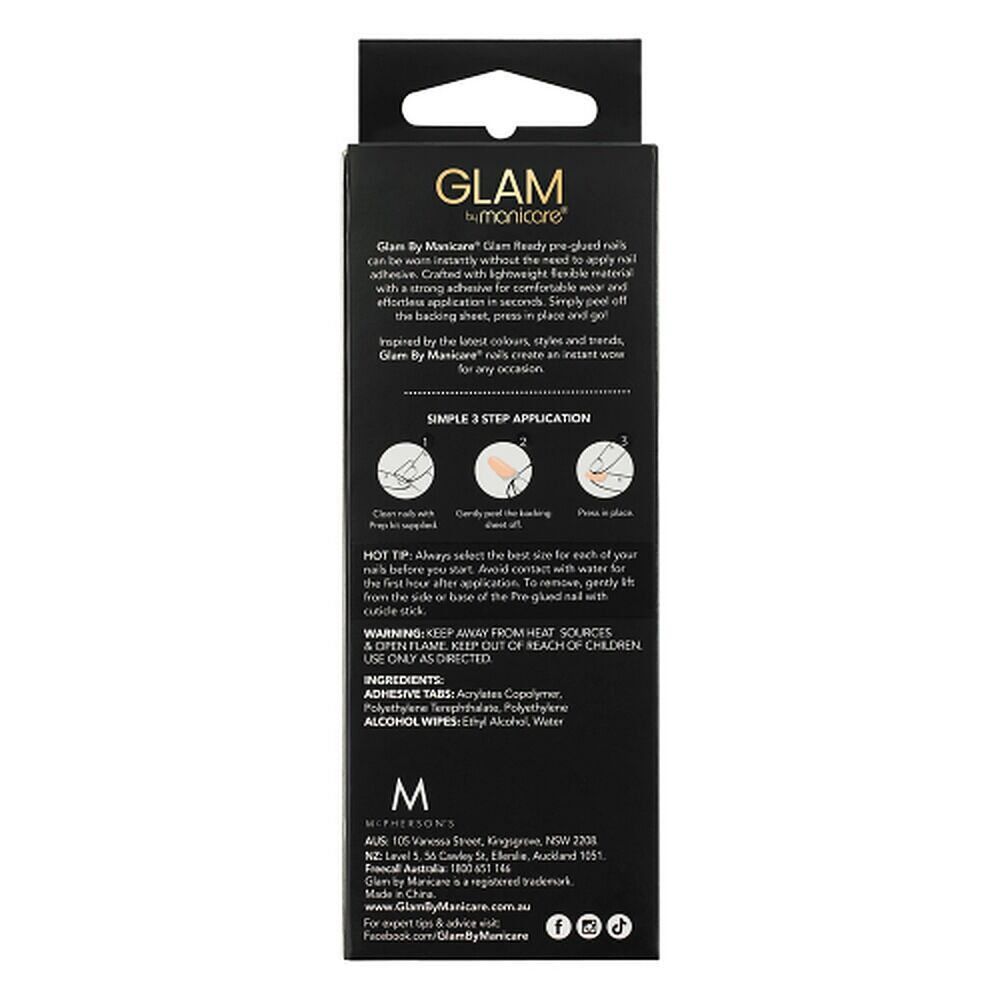 Glam by Manicare Glam Ready Pre-Glued Nails A Little Bit Pretty 30 Pack x 6