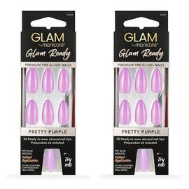 Glam by Manicare Glam Ready Pre-Glued Nails Pretty Purple 30 Pack x Bundle of 2