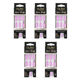 Glam by Manicare Glam Ready Pre-Glued Nails Pretty Purple 30 Pack x Bundle of 5