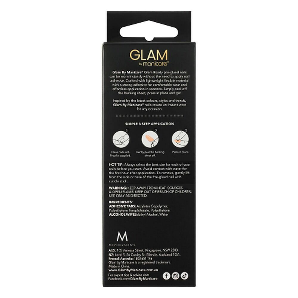 Glam by Manicare Glam Ready Pre-Glued Nails Pretty Purple 30 Pack x 6