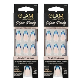 Glam by Manicare Glam Ready Pre-Glued Nails Glazed Glow 30 Pack x 6 Bundle of 2