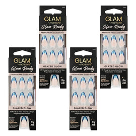 Glam by Manicare Glam Ready Pre-Glued Nails Glazed Glow 30 Pack x 6 Bundle of 4