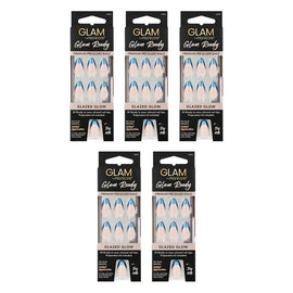 Glam by Manicare Glam Ready Pre-Glued Nails Glazed Glow 30 Pack x 6 Bundle of 5