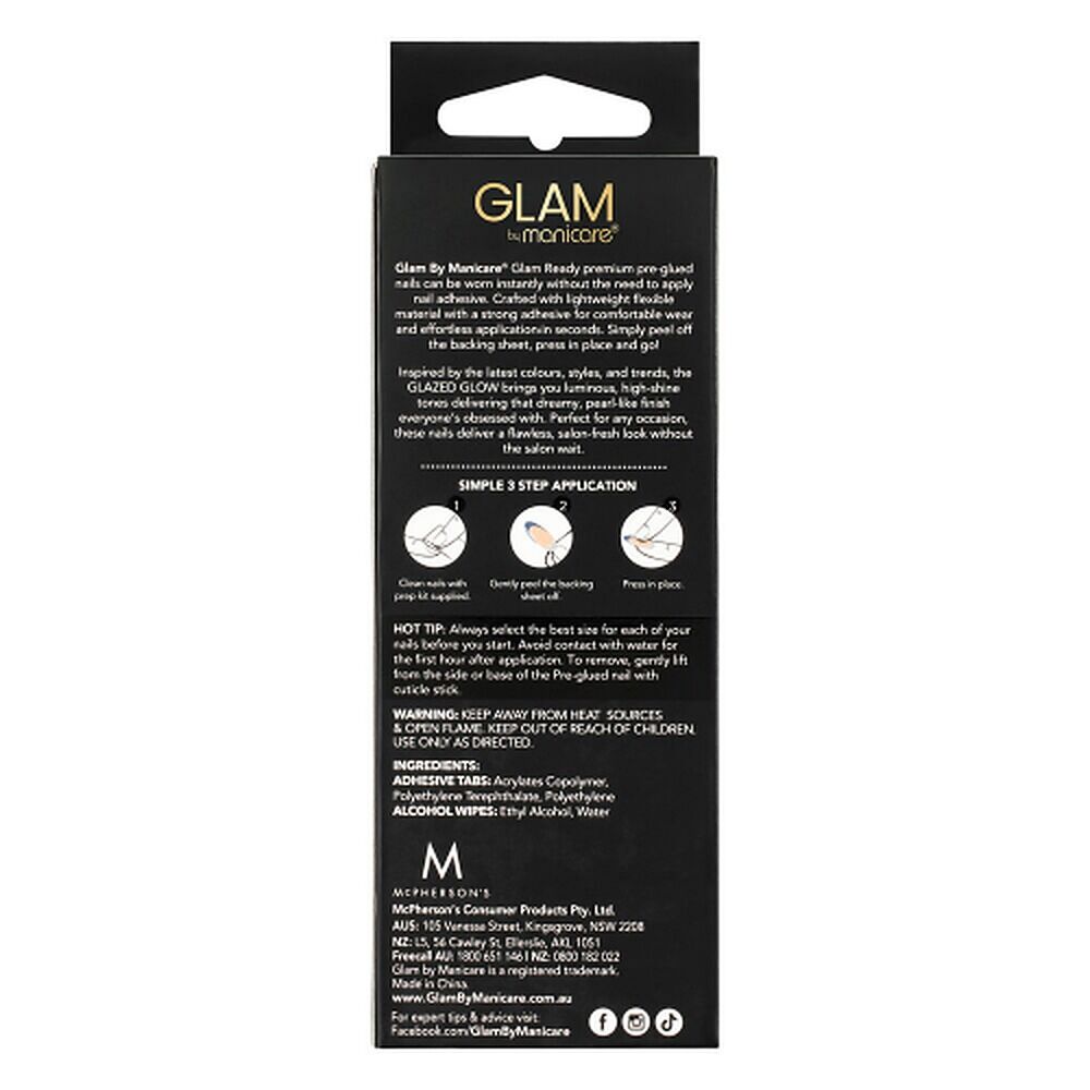 Glam by Manicare Glam Ready Pre-Glued Nails Glazed Glow 30 Pack x 6