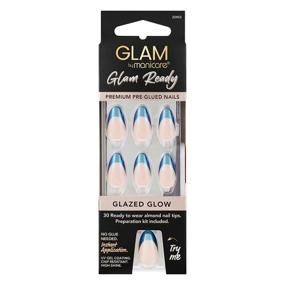 Glam by Manicare Glam Ready Pre-Glued Nails Glazed Glow 30 Pack