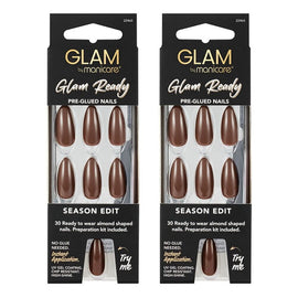 Glam by Manicare Glam Ready Pre-Glued Nails Season Edit 30 Pack x 6 Bundle of 2