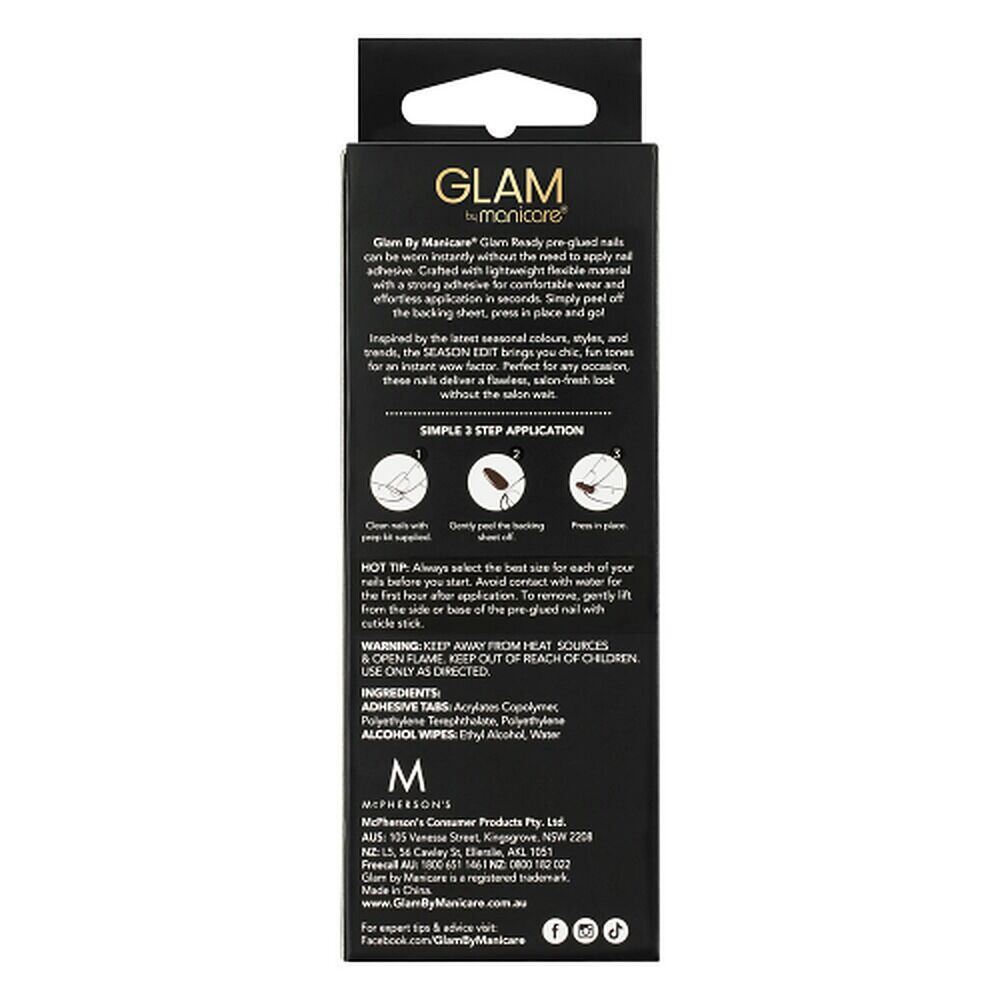 Glam by Manicare Glam Ready Pre-Glued Nails Season Edit 30 Pack x 6