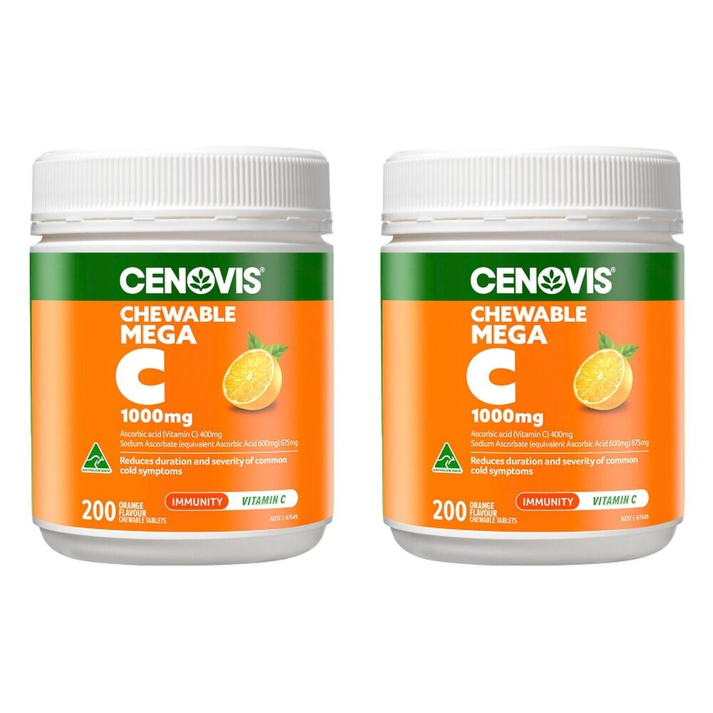 Cenovis Chewable Mega C 1000mg Orange 200 Tablets Pack of 2