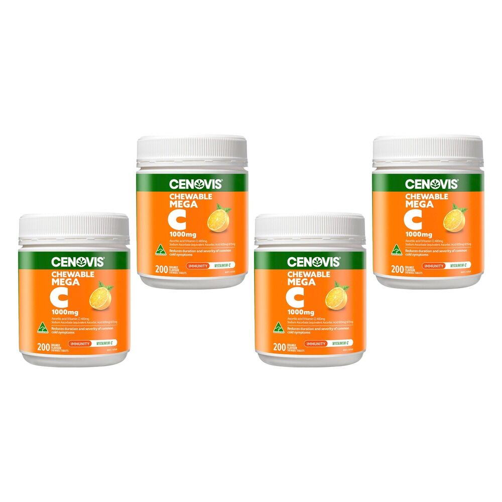 Cenovis Chewable Mega C 1000mg Orange 200 Tablets Pack of 4