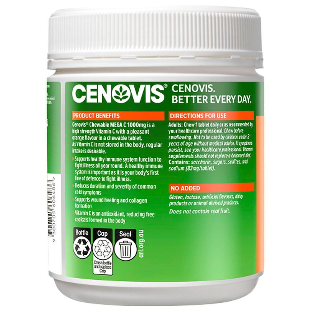 Cenovis Chewable Mega C 1000mg Orange 200 Tablets