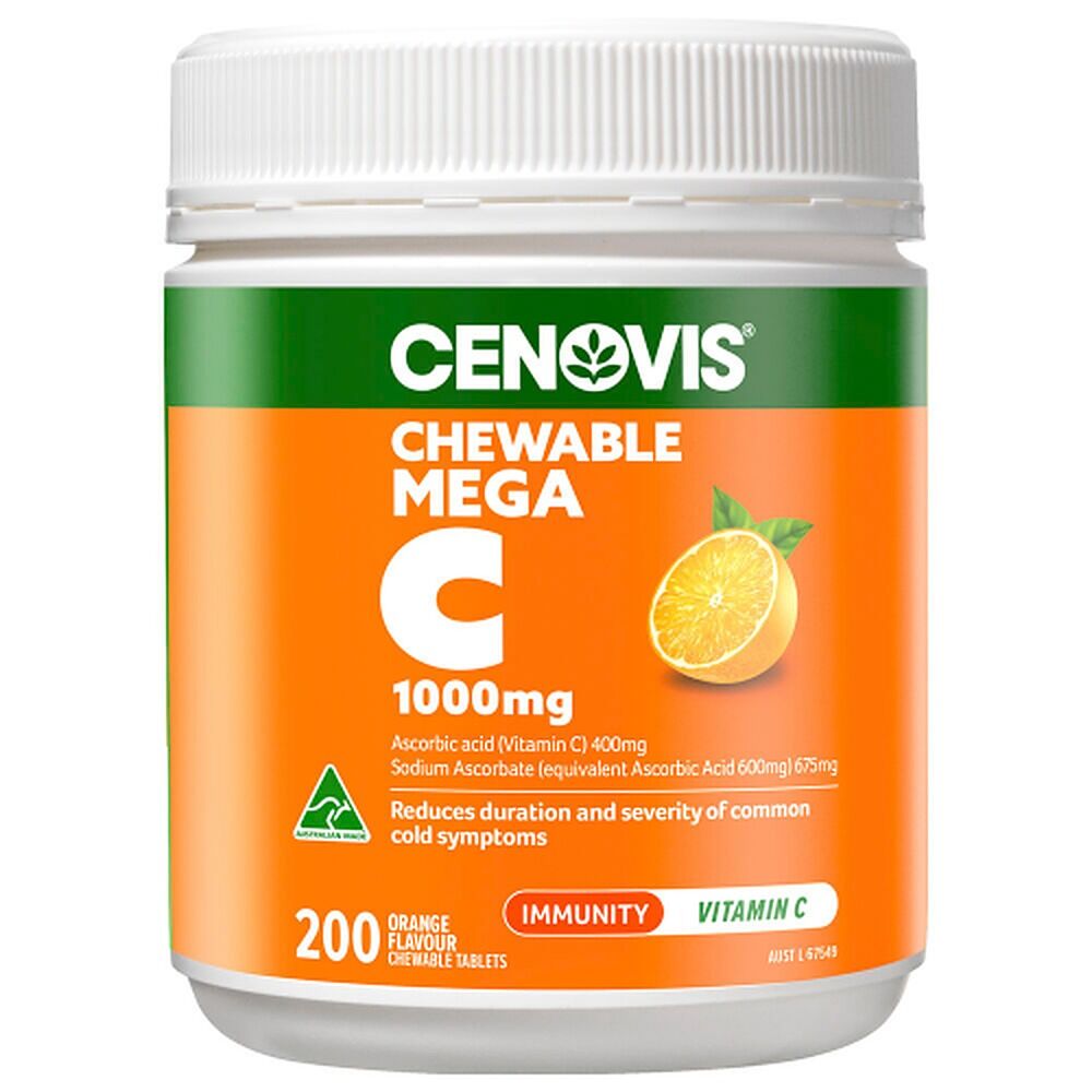 Cenovis Chewable Mega C 1000mg Orange 200 Tablets