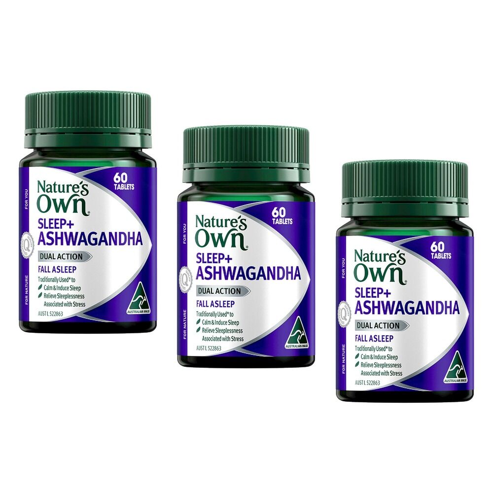 Nature's Own Sleep+ Ashwagandha 60 Tablets Pack of 3