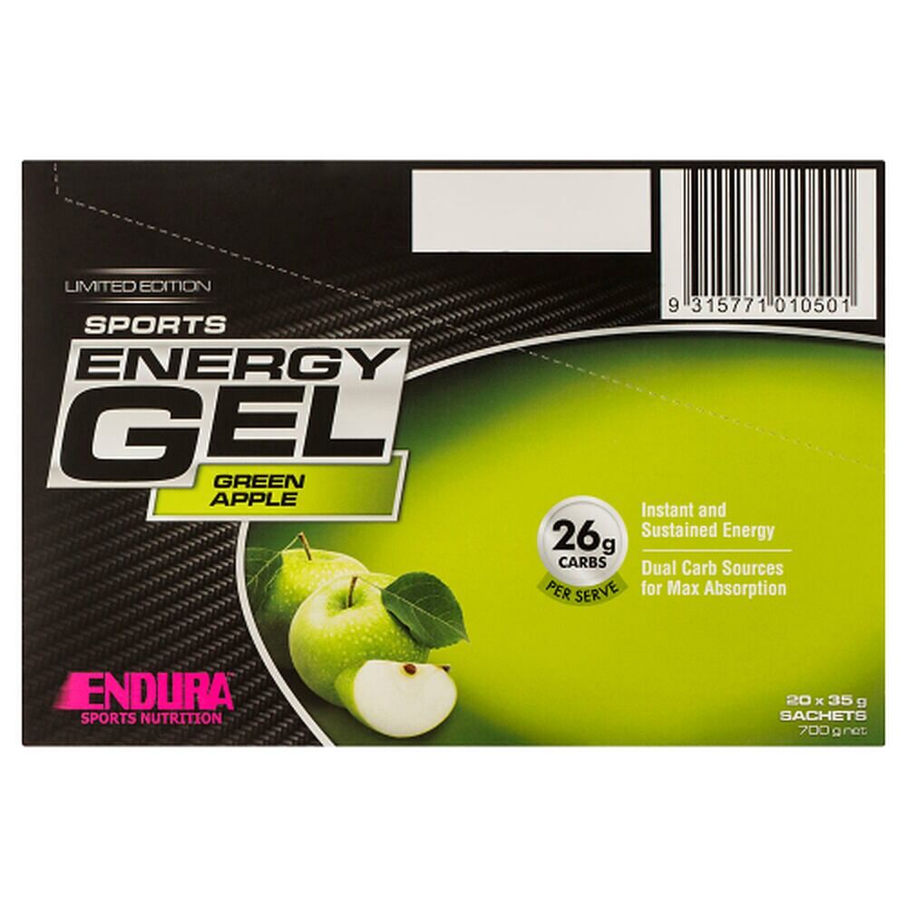 Endura Sports Energy Gel Sachets Green Apple 35g (Box of 20)