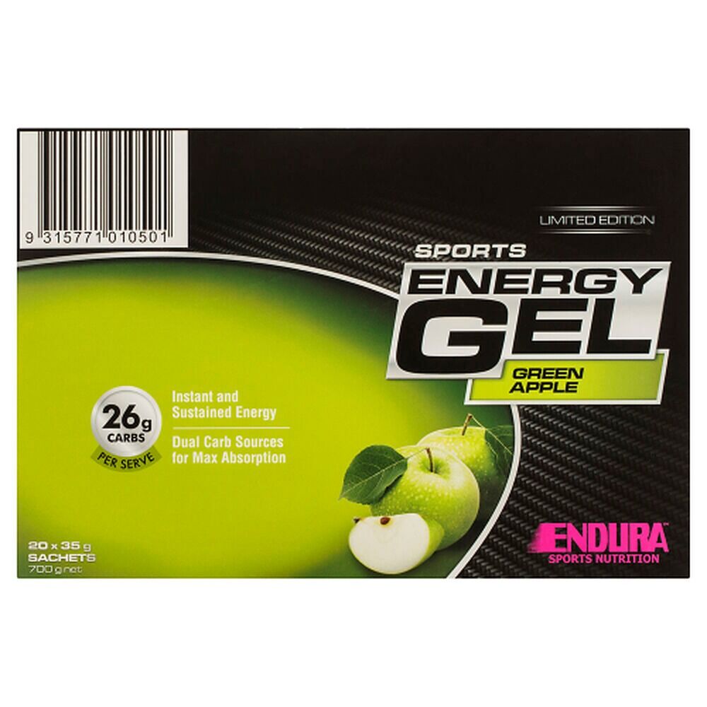 Endura Sports Energy Gel Sachets Green Apple 35g (Box of 20)