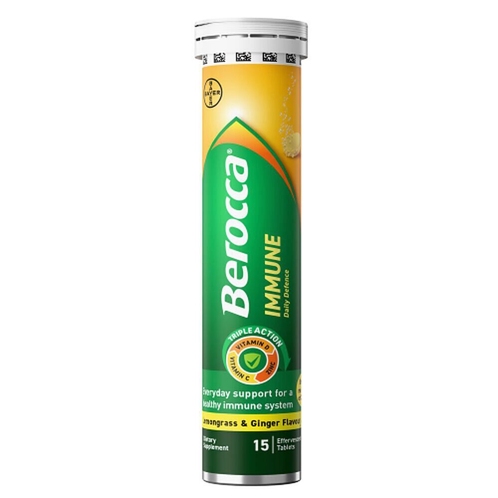 Berocca Immune Daily Defence Lemongrass & Ginger Effervescent Tablets