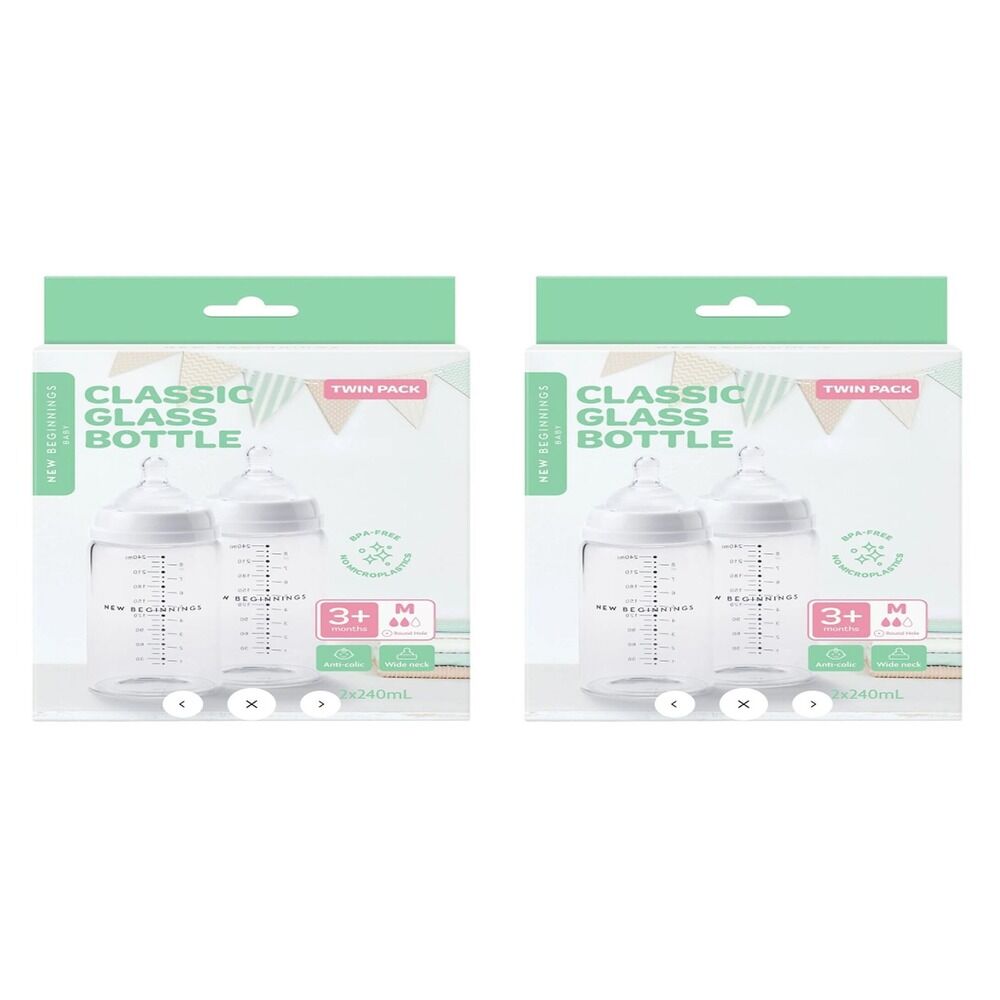 New Beginnings Classic Glass Bottle 2 x 240mL Pack of 2