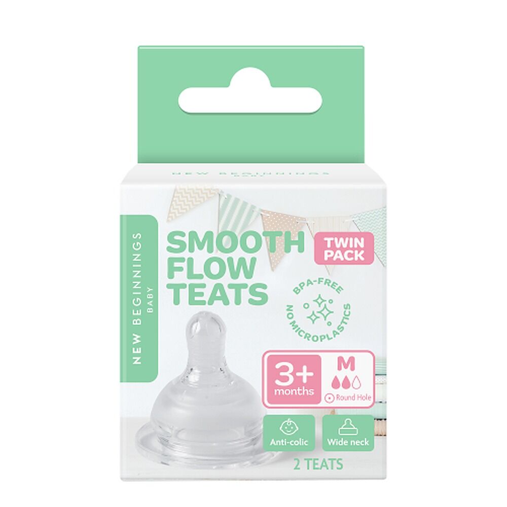 New Beginnings Silicone Teat Medium Twin Pack