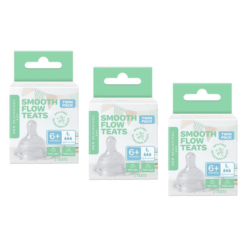 New Beginnings Silicone Teat Large Twin Pack Bundle of 3