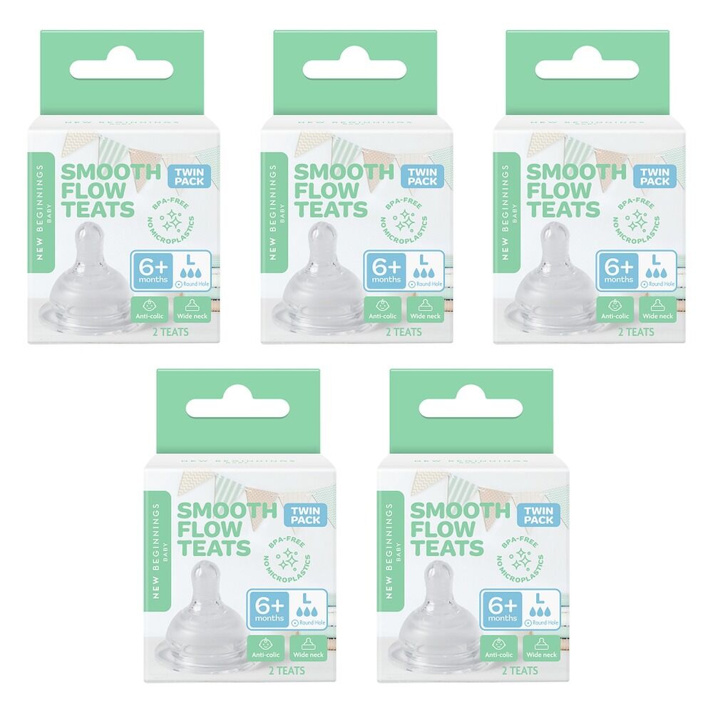 New Beginnings Silicone Teat Large Twin Pack Bundle of 5