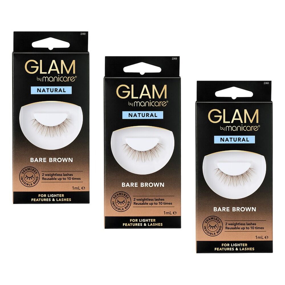 Glam by Manicare Bare Brown Natural Lashes x 6 Bundle of 3