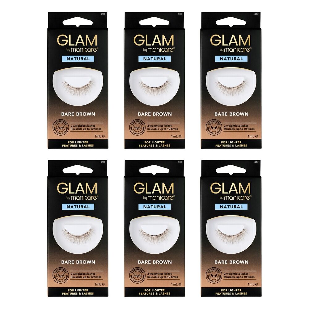 Glam by Manicare Bare Brown Natural Lashes x 6 Bundle of 6