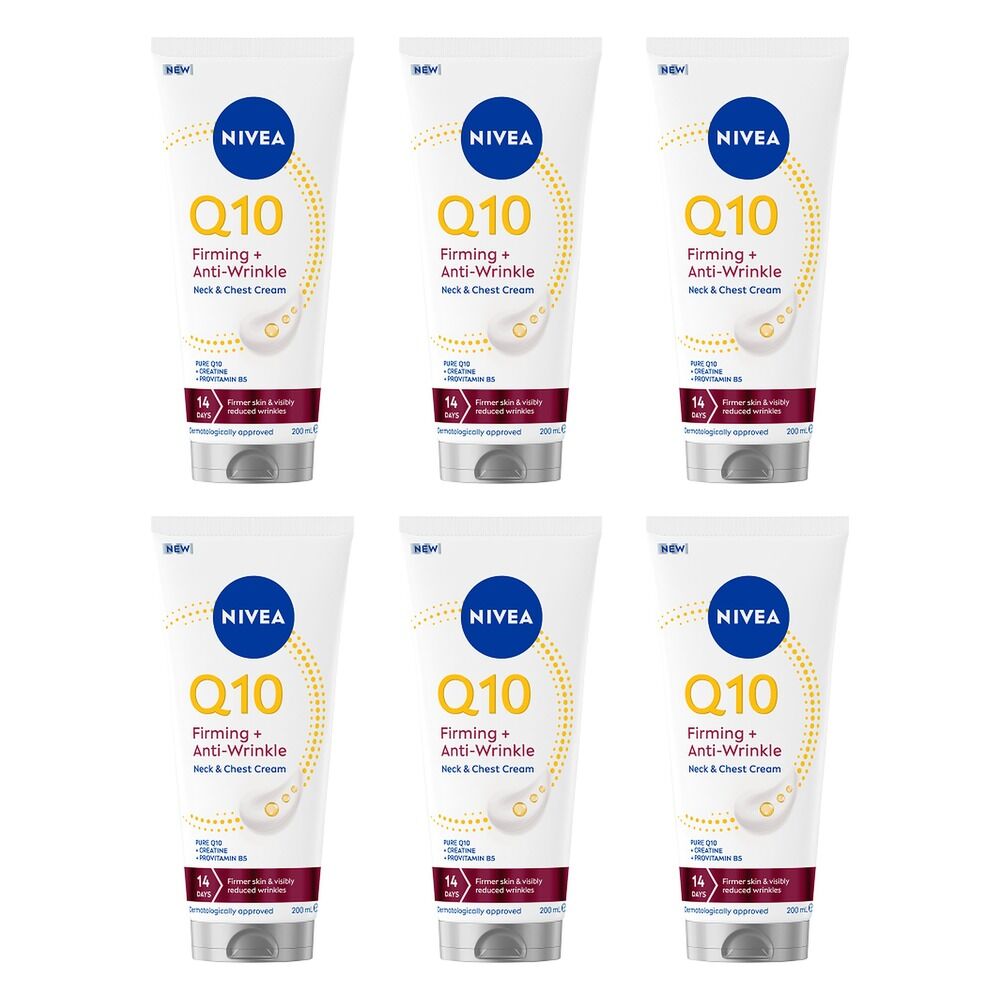 NIVEA Q10 Firming + Anti-Wrinkle Neck & Chest Cream 200mL Pack of 6