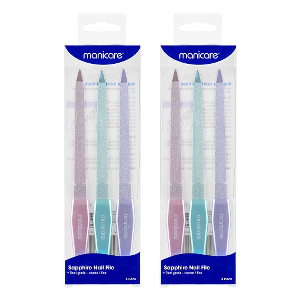 Manicare Sapphire Nail File 3 Pack x 6 Bundle of 2
