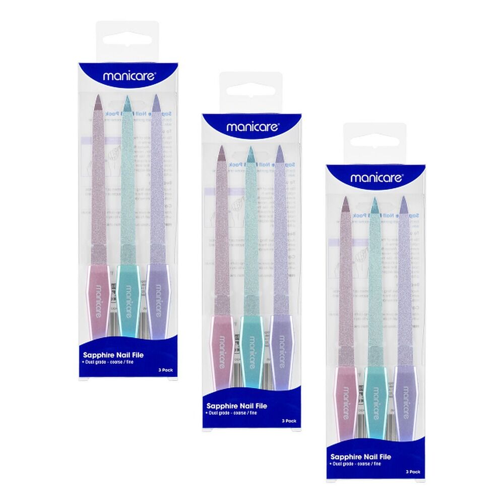 Manicare Sapphire Nail File 3 Pack x 6 Bundle of 3