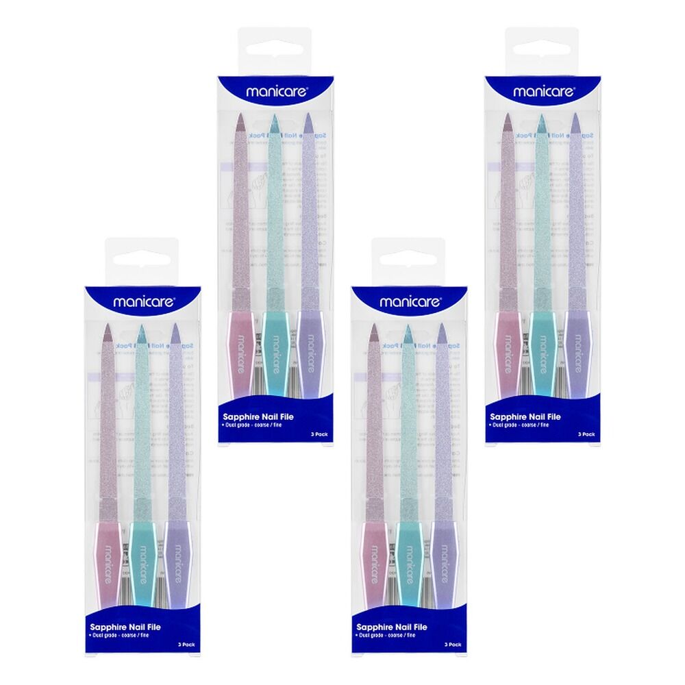 Manicare Sapphire Nail File 3 Pack x 6 Bundle of 4
