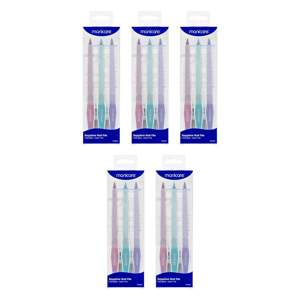 Manicare Sapphire Nail File 3 Pack x 6 Bundle of 5