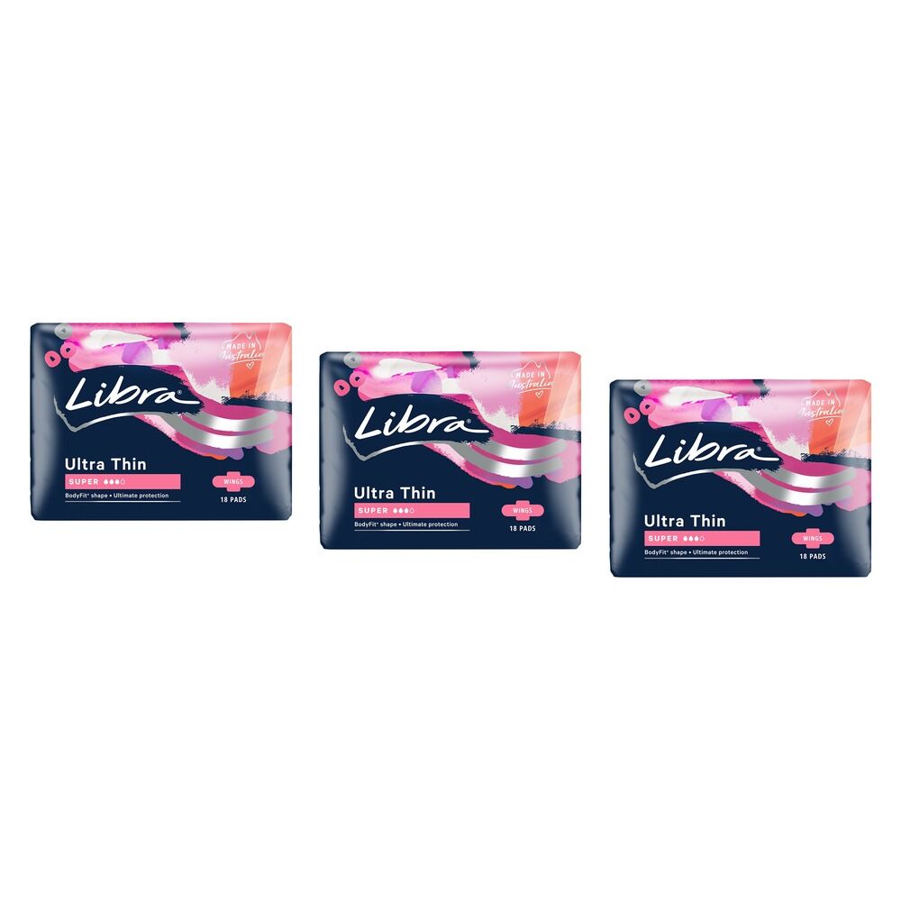 Libra Ultra Thin Pads Regular with Wings 20 Pack x 6 Bundle of 3