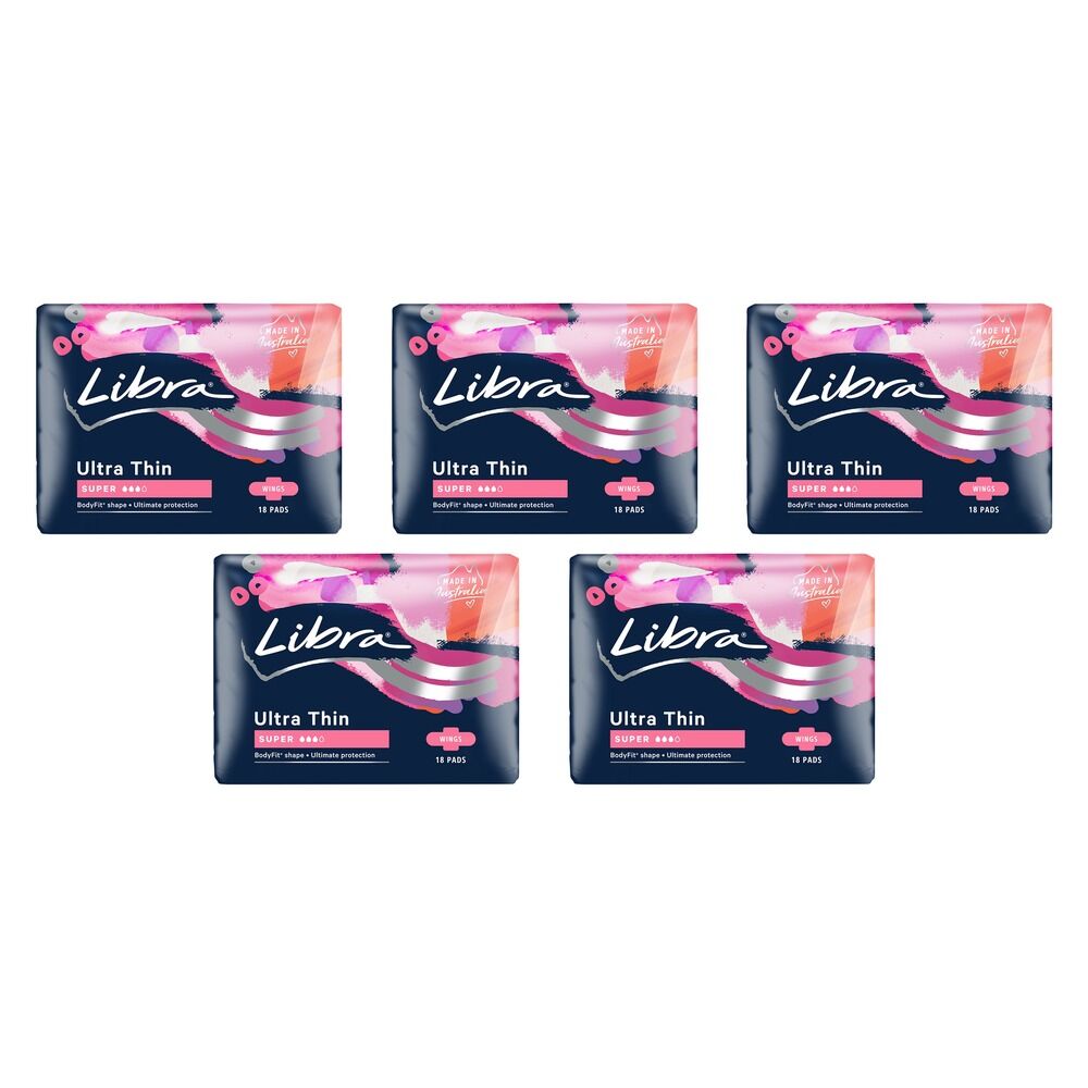 Libra Ultra Thin Pads Regular with Wings 20 Pack x 6 Bundle of 5