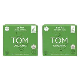 TOM Organic Regular Extra Thick Pads 10 Pack x 4 Bundle of 2