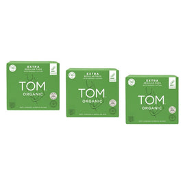 TOM Organic Regular Extra Thick Pads 10 Pack x 4 Bundle of 3