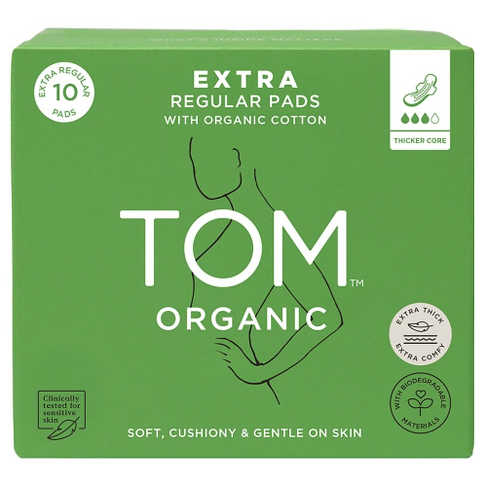 TOM Organic Regular Extra Thick Pads 10 Pack x 4