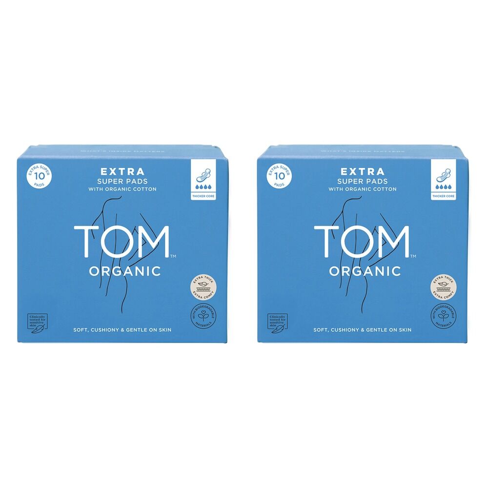 TOM Organic Extra Thick Super Pads 10 Pack x 4 Bundle of 2