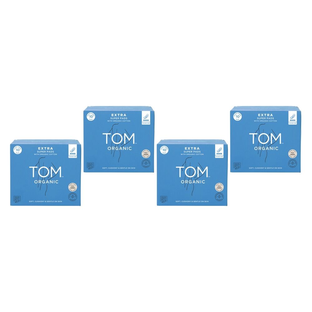 TOM Organic Extra Thick Super Pads 10 Pack x 4 Bundle of 4